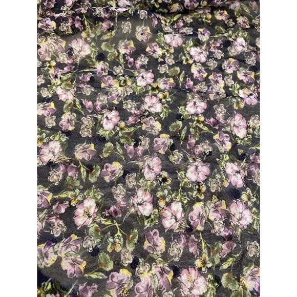 Astr the Label Tired Maxi Dress Side Slit Open Back Purple Green Gold Floral M - Picture 7 of 7